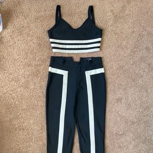 Black and white striped matching set